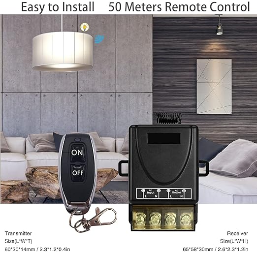 433Mhz Wireless Remote Control Switch AC 110V 120V 240V 220V 30A Relay Receiver with 2 Transmitters for Light Water Pump Household Appliances Farm Irrigation and Electrical Equipment
