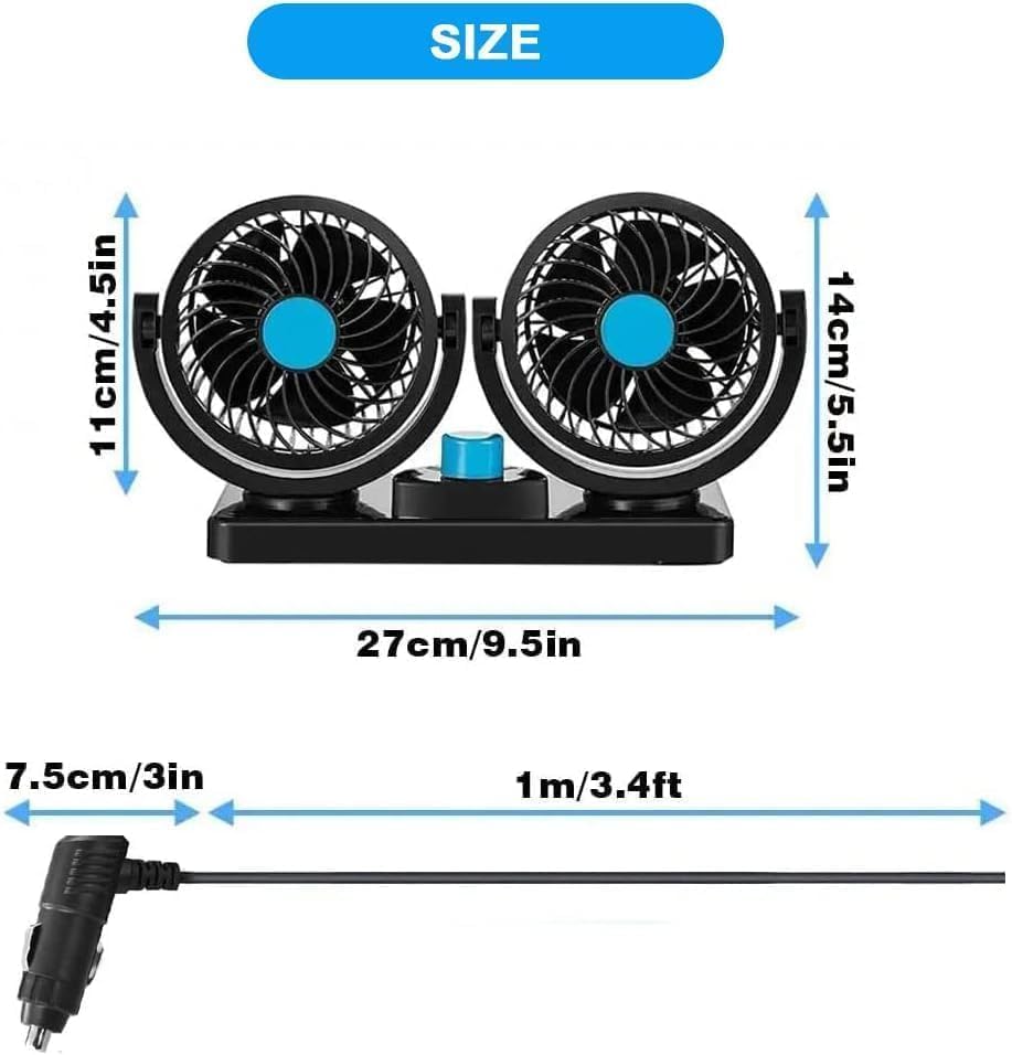 24V/12V Dual USB High-Speed Car Fan