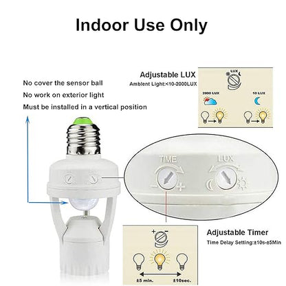 Infrared Sensor Lamp Holder– Auto On/Off, Adjustable Timing & Day/Night Mode!