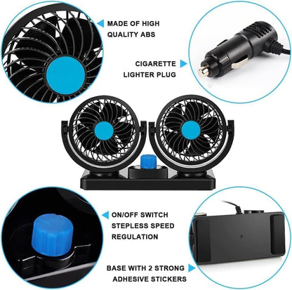 24V/12V Dual USB High-Speed Car Fan