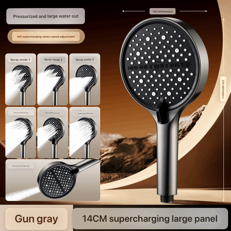 High pressure Silicone Rainfall Shower Head,7-Spray Mode