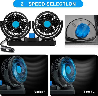 24V/12V Dual USB High-Speed Car Fan