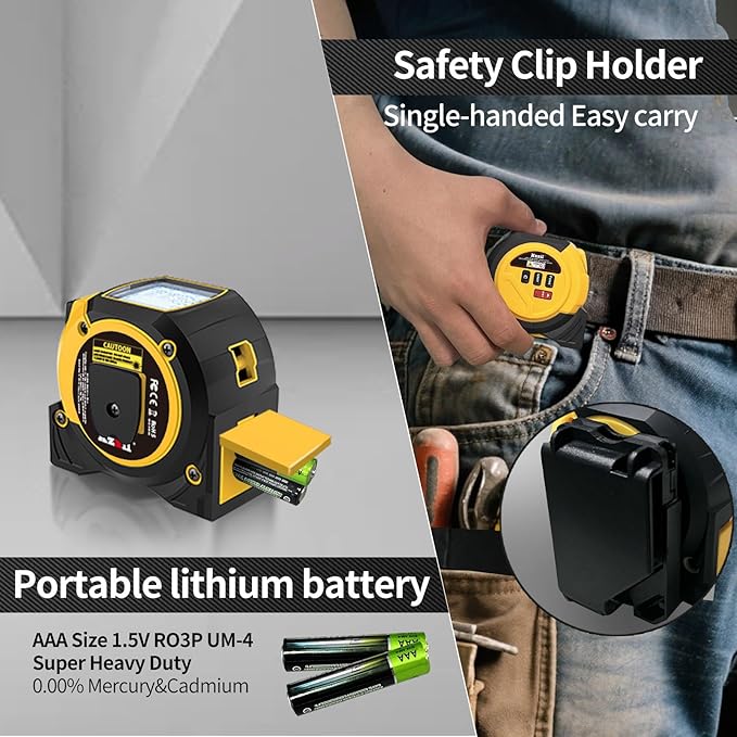 3 in 1 Laser Rangefinder Tape Measure 135ft