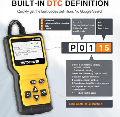 MOTOPOWER MP69033 Car OBD2 Scanner Code Reader Engine Fault Scanner