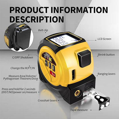 3 in 1 Laser Rangefinder Tape Measure 135ft