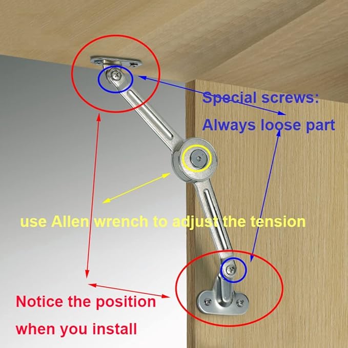 2 Packs Cabinet Cupborad Furniture Door Lift Stay Support Hinge Damper