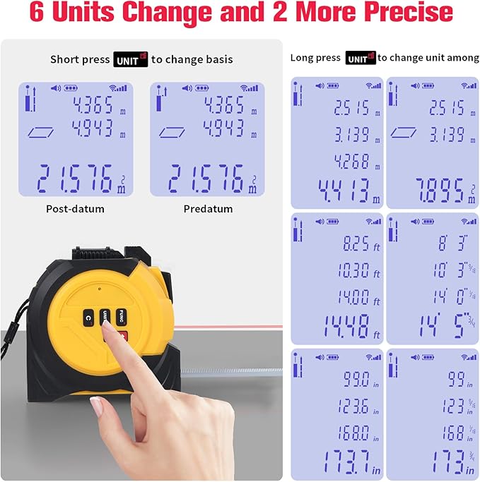 3 in 1 Laser Rangefinder Tape Measure 135ft