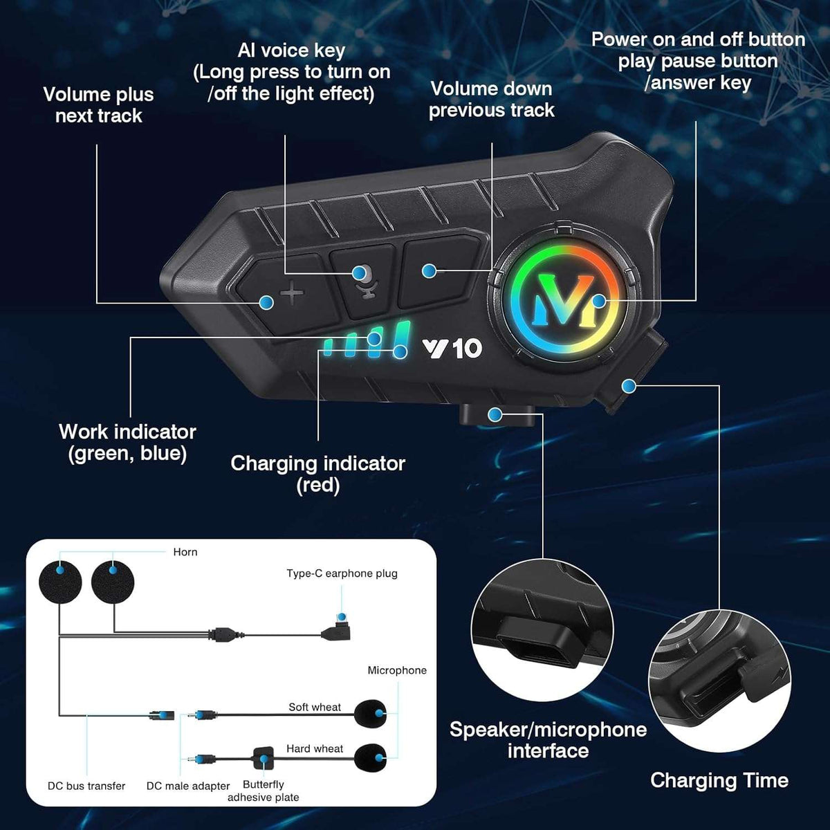 FEYA Motorcycle Helmet Speakers
