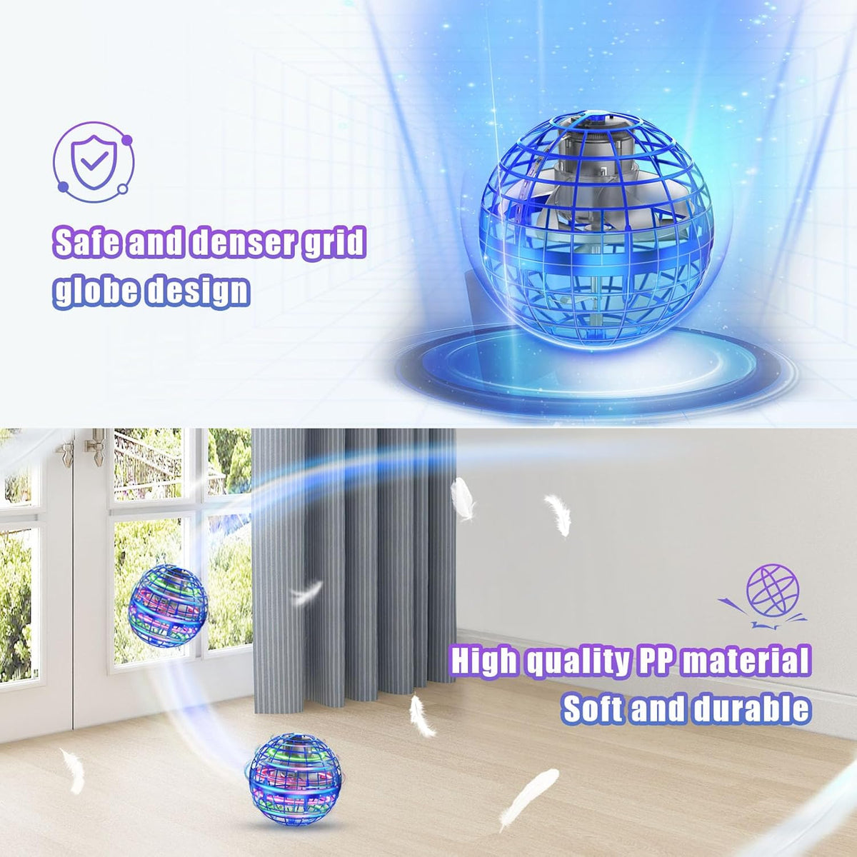 Flying Ball Orb Toys ，Hover Ball Pro Flying Spinner Toy， for  Kids (Blue)