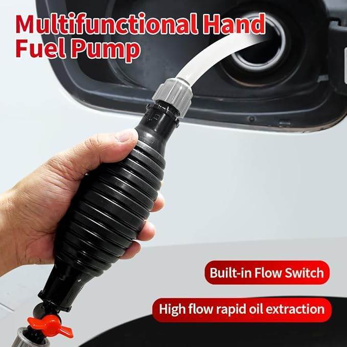 6.6Ft Siphon Pump for Gasoline, Multifunction Liquid Sucker Pump Comes With Flow Valve and Fixing Buckle - LUSAKA COD