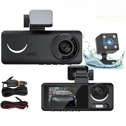 3 Channel Dash Cam Front and Rear Inside, Bulit a 32GB Card, Dash Camera for Cars
