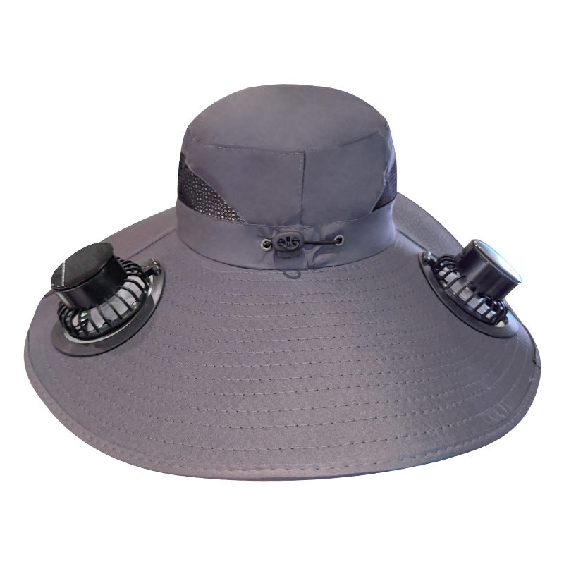 Hat with Fans Solar Power, Wide-Brim Sun Hat with 2 Solar Fan